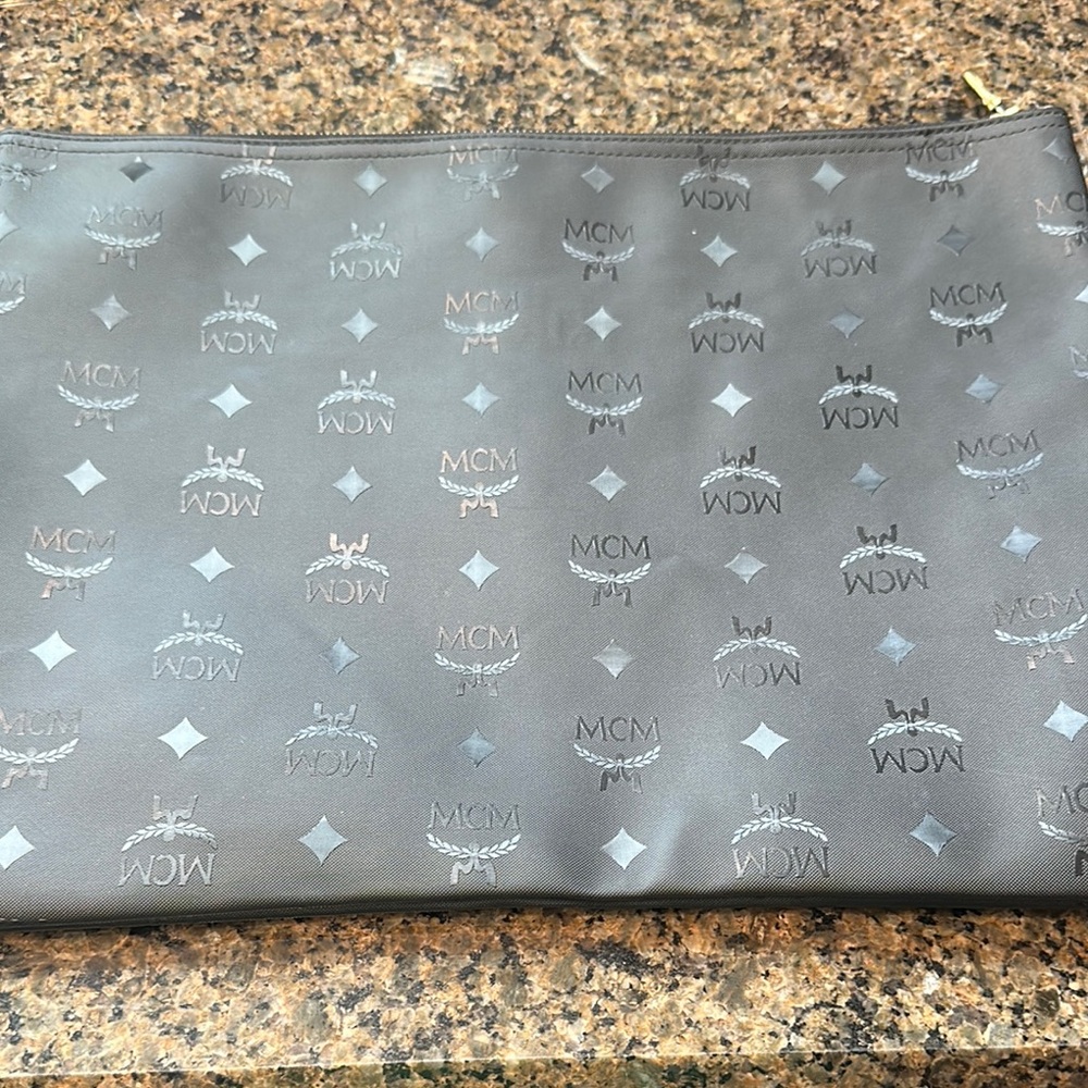 MCM Black Monogram Pouch